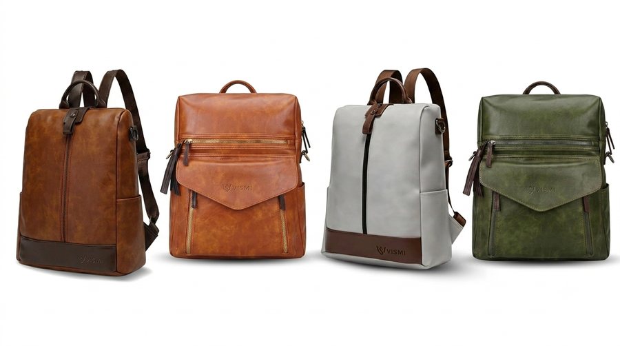 VISMIINTREND vegan leather backpack with hidden anti-theft zip, lightweight