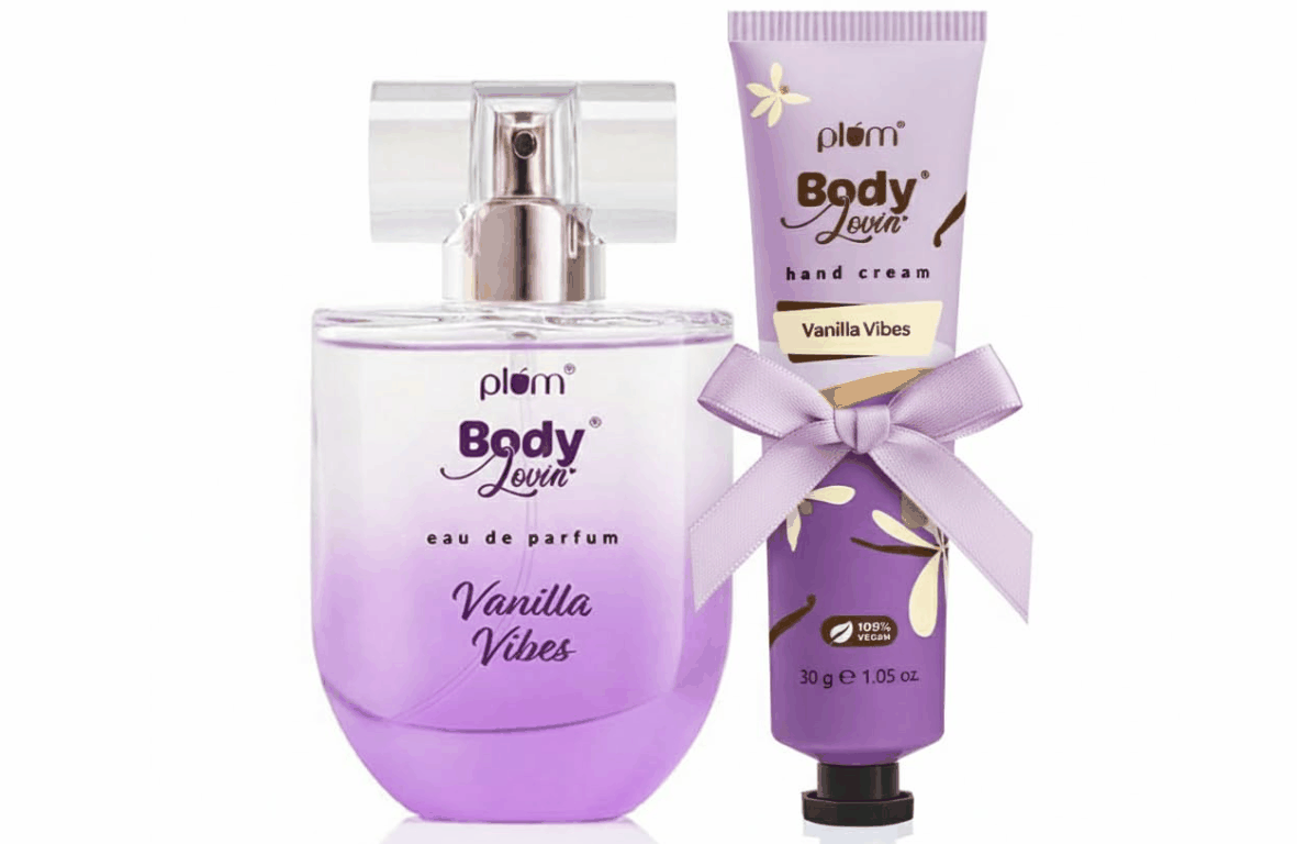 Plum BodyLovin Vanilla Vibes perfume with hand cream — best long lasting perfumes for women, Plum perfume vanilla (Roopalia रिव्यू)