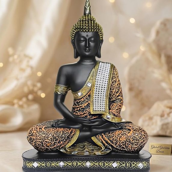 Global Grabbers 25 cm Meditating Buddha Idol orange-black