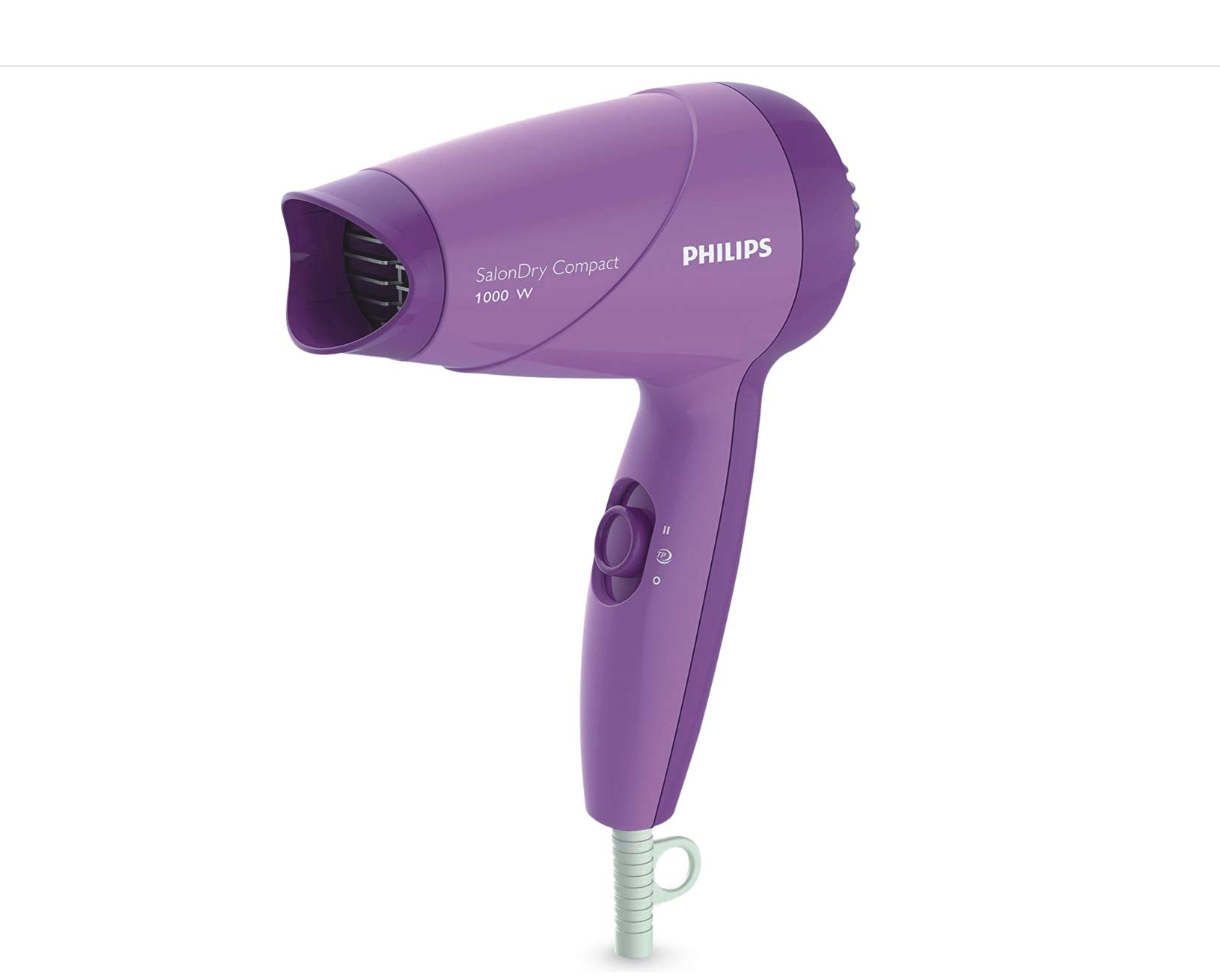 Philips SalonDry Compact 1000W Hair Dryer (Purple, HP8100/46) — best hair dryer for women with ThermoProtect (Roopalia review)