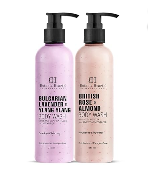 Botanic Hearth British Rose & Almond Body Wash 245ml — best body wash for women, sulfate-free shower gel